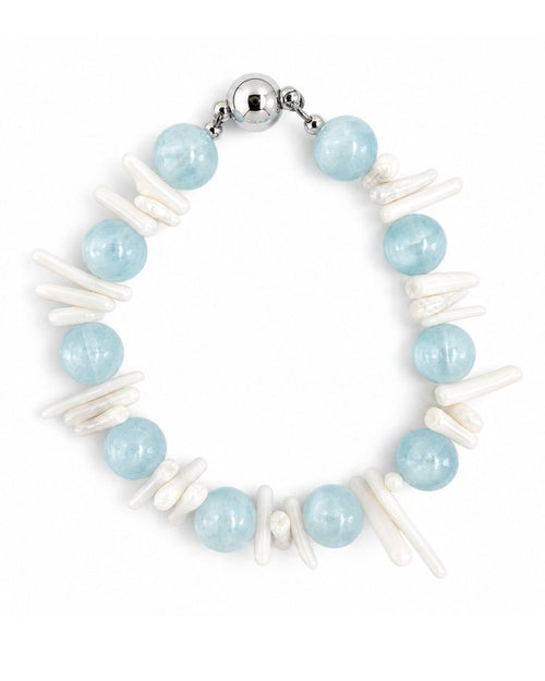 Aqua Shell Pearl Bracelet on a white background
