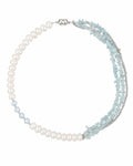 Aquamarine Chip Pearl Necklace on a white background