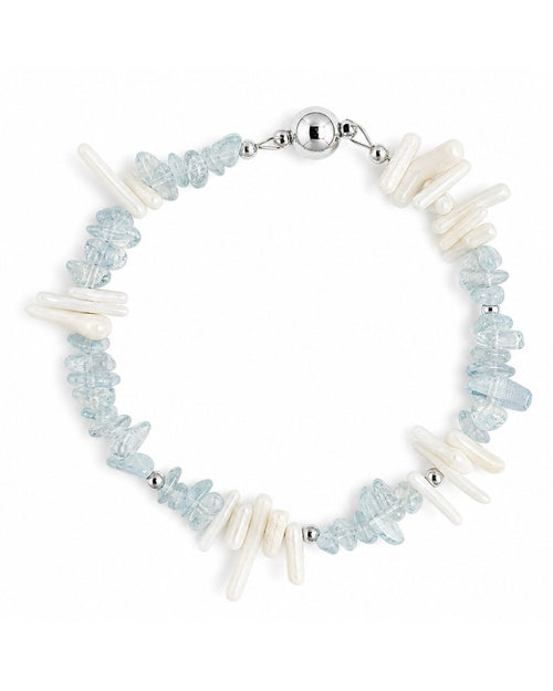 Aquamarine Chip Shell Bracelet on a white background