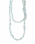 Aquamarine Chip Silver Chain Necklace on a white background