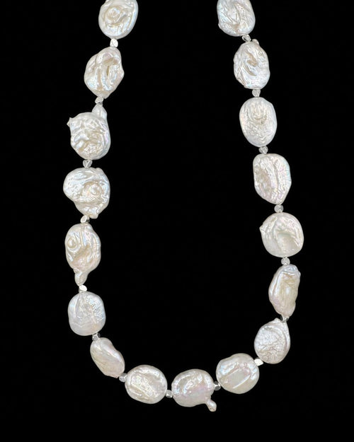 Baroque Pearl Necklace on a black background
