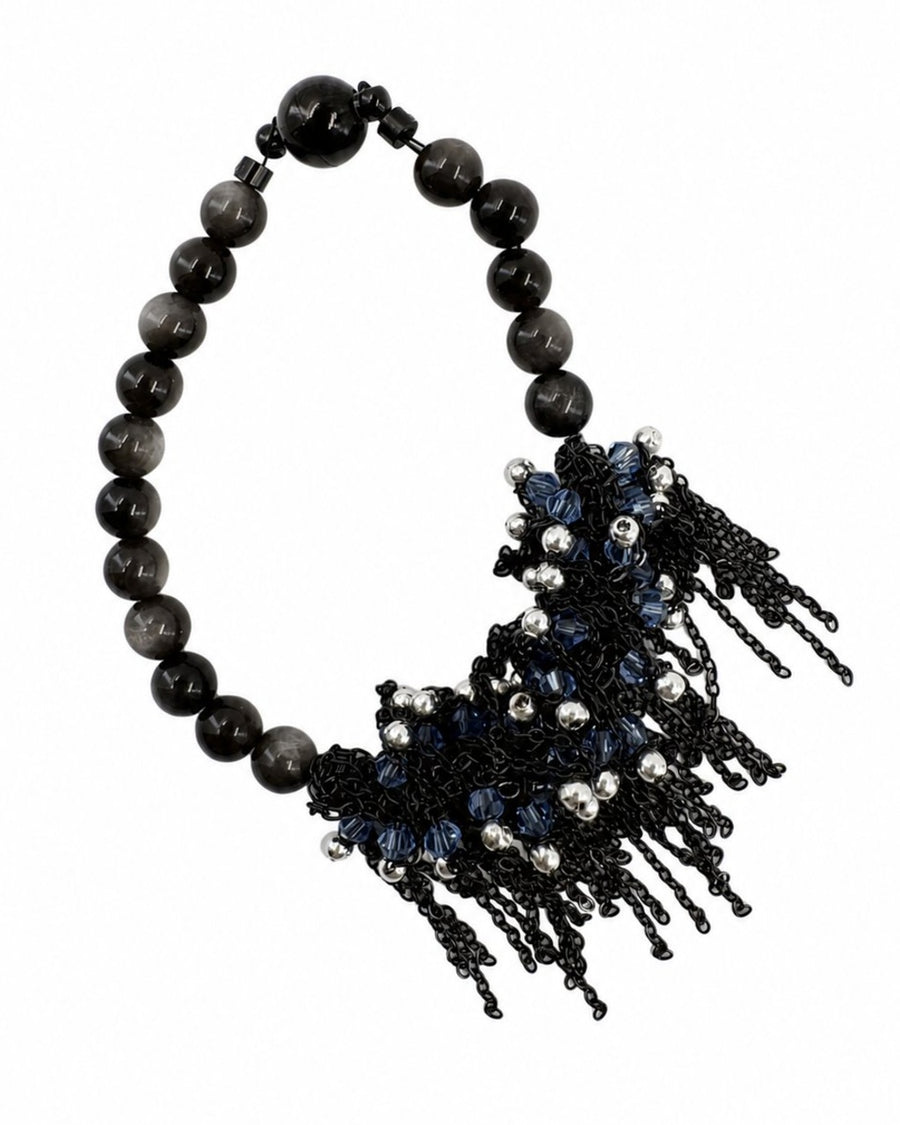 Black Blue Chain Tassel Bracelet