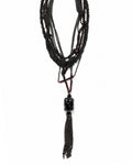 Black Burgundy Tassel Necklace on a white background