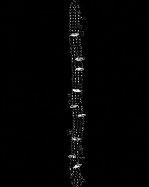 Black Crystal Bead Chain Necklace on a black background