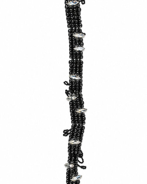 Black Crystal Bead Chain Necklace on a white background