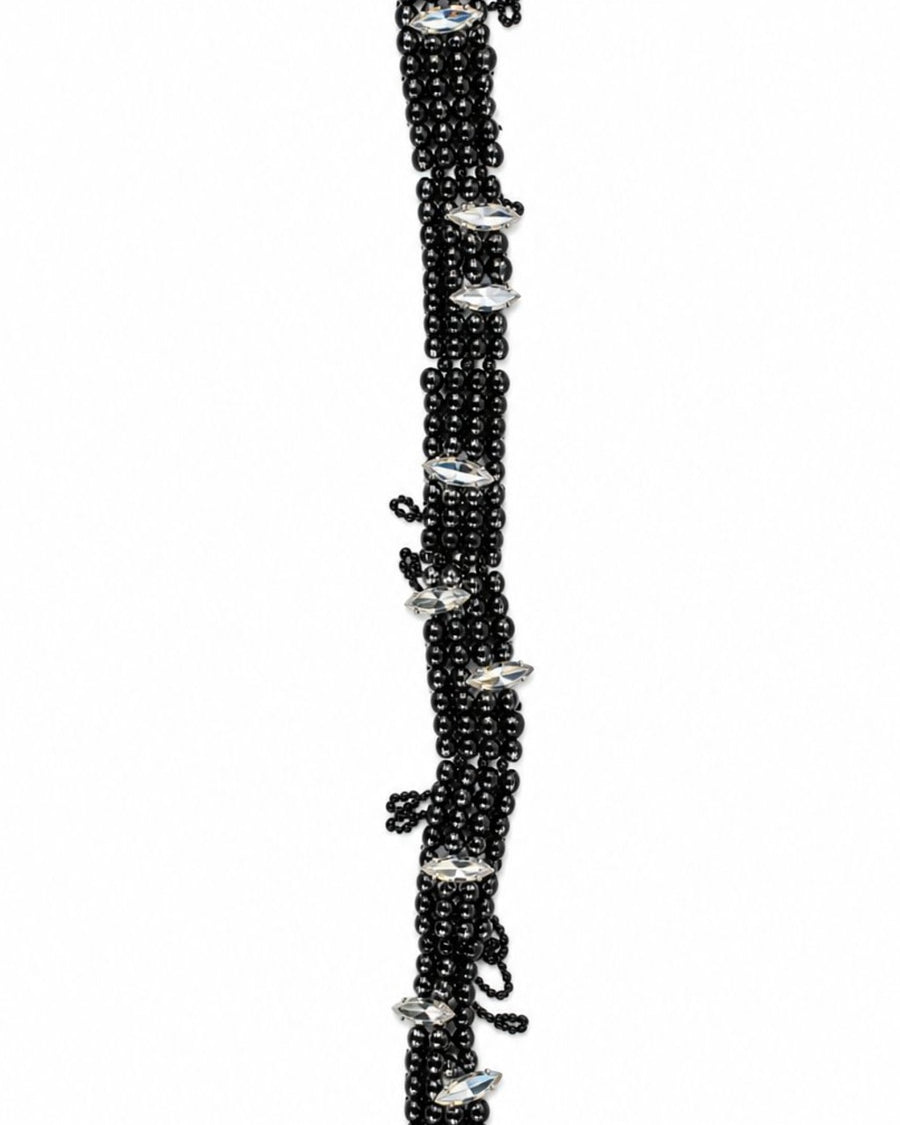 Black Crystal Bead Chain Necklace