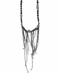 Black Gray Bead Chain Tassel Necklace on a white background
