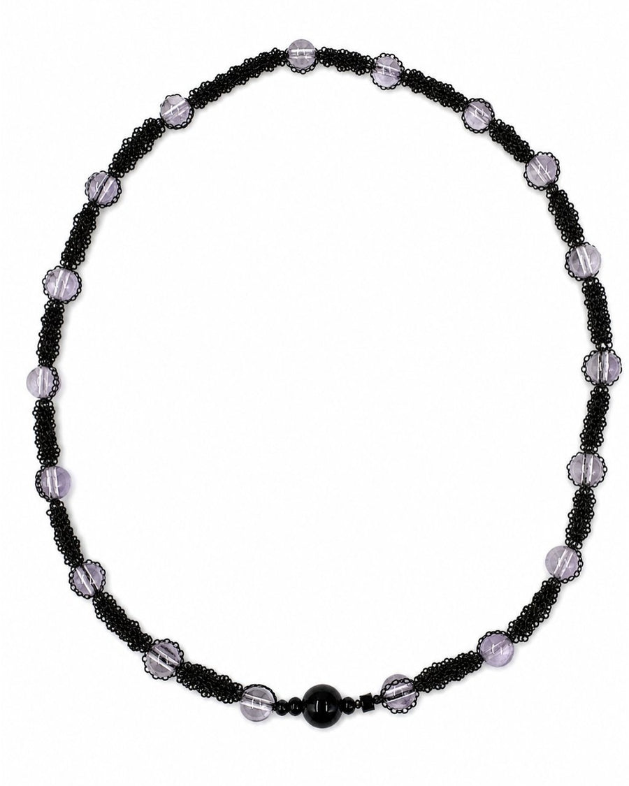 Black Lavender Bead Necklace