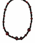 Black Red Bead Chain Necklace on a white background