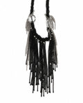 Black Silver Chain Tassel Necklace on a white background