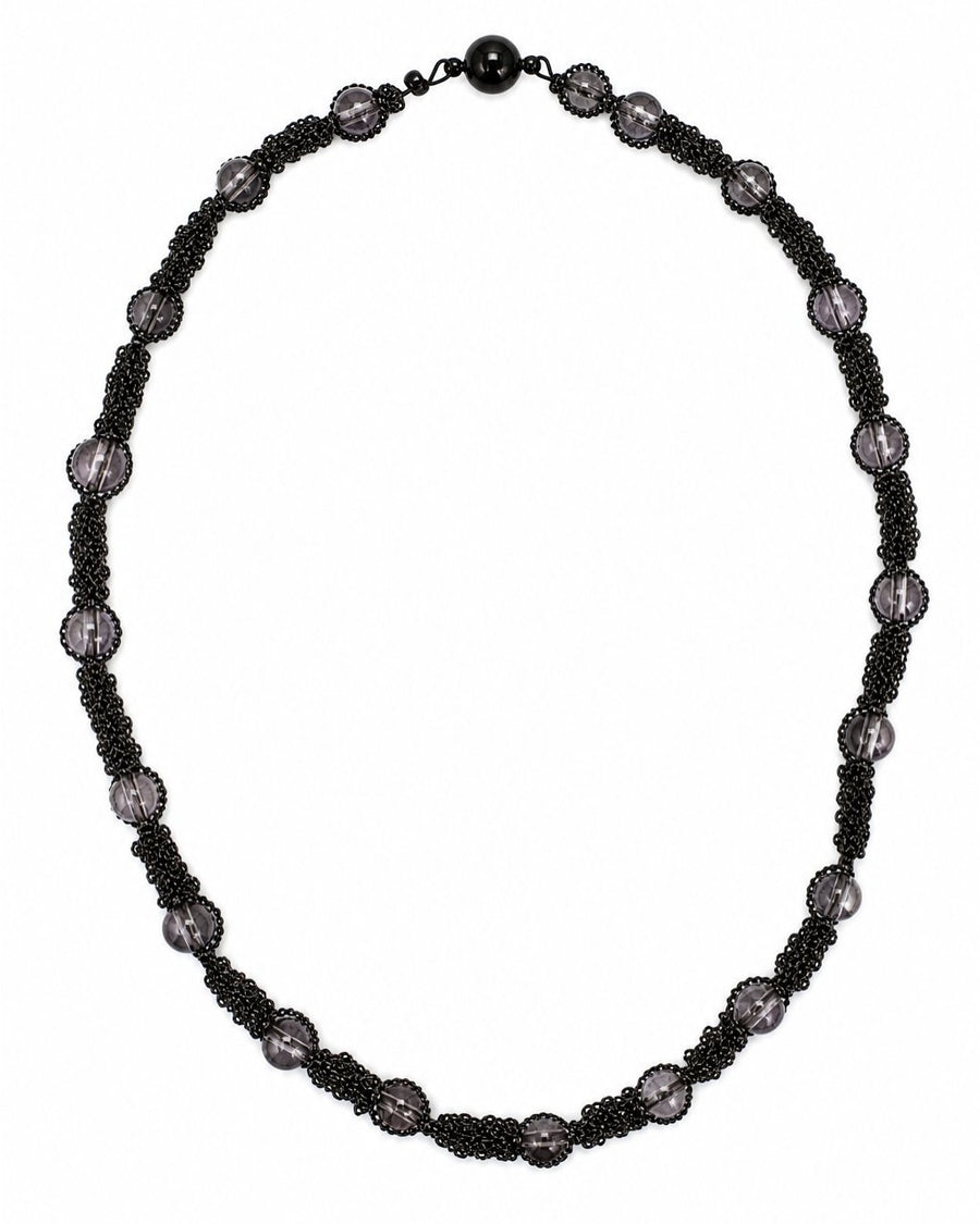 Black Smoky Bead Chain Necklace