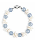 Blue Shell Pearl Bracelet on a white background