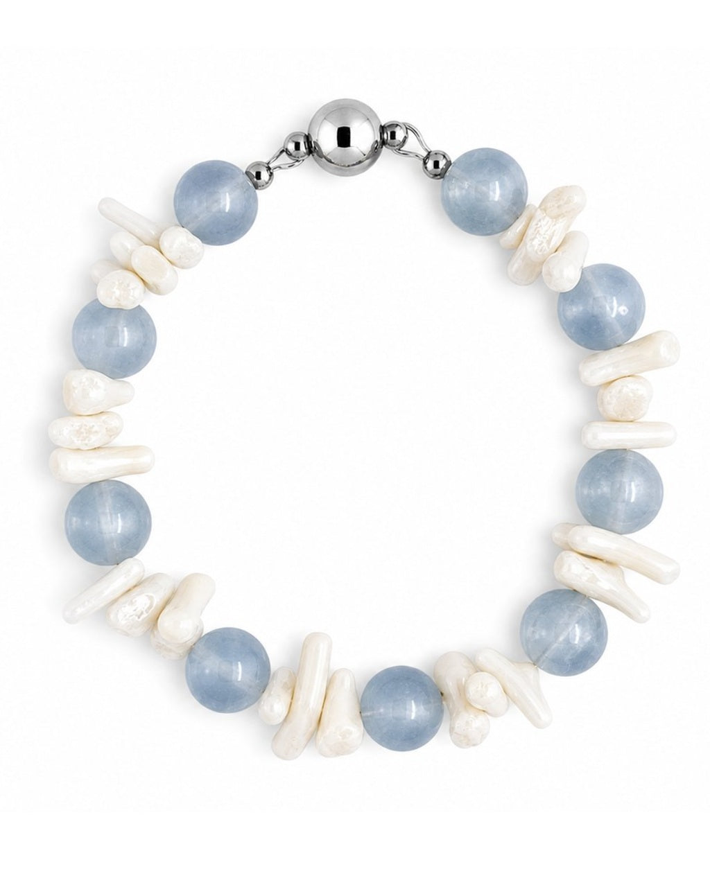 Blue Shell Pearl Bracelet on a white background