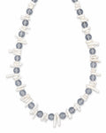 Blue White Shell Pearl Necklace on a white background