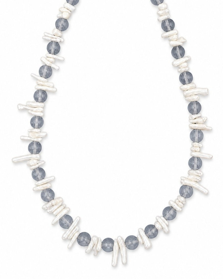 Blue White Shell Pearl Necklace