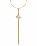 Gold Crystal Tassel Collar Necklace on a white background
