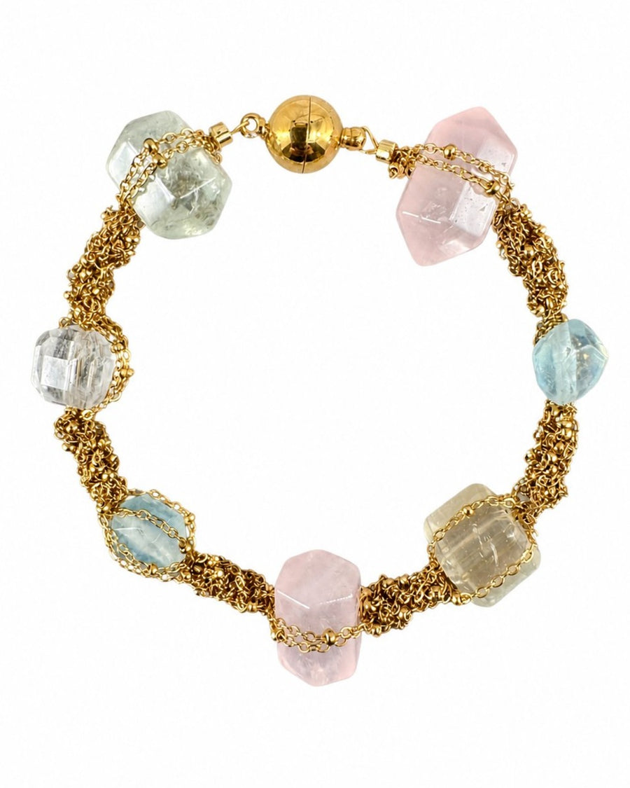 Gold Pastel Crystal Chain Bracelet
