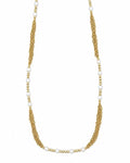 Gold Pearl Chain Necklace on a white background