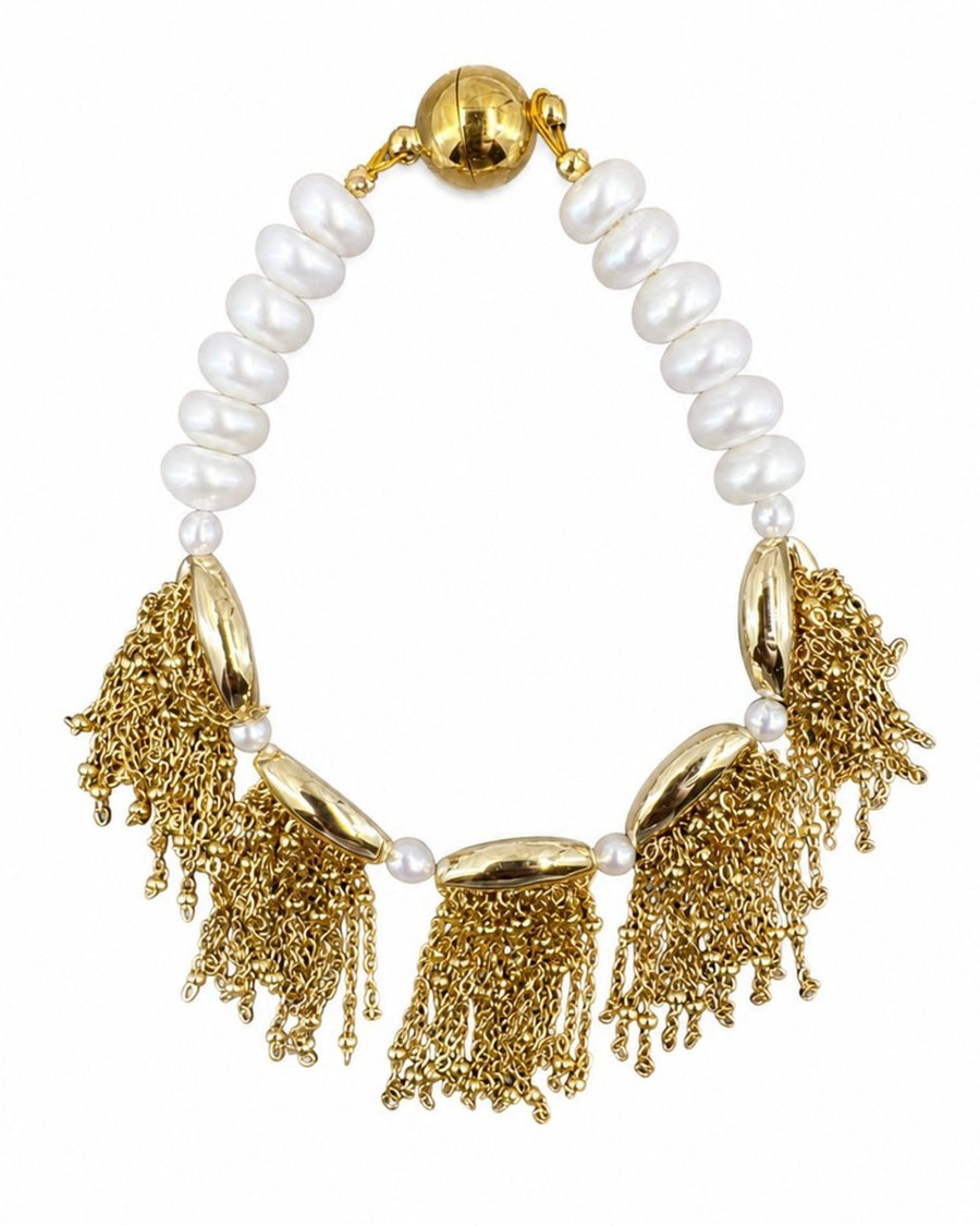 Gold Pearl Tassel Bracelet