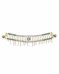 Green Bead Gold Chain Bracelet on a white background