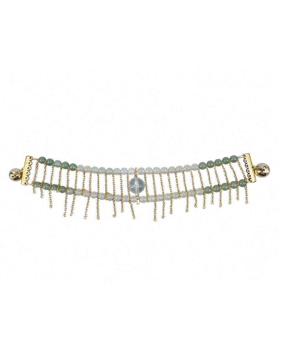 Green Bead Gold Chain Bracelet