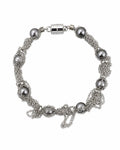 Silver Chain Gray Pearl Bracelet on a white background