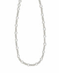 Silver Clear Crystal Chain Necklace on a white background