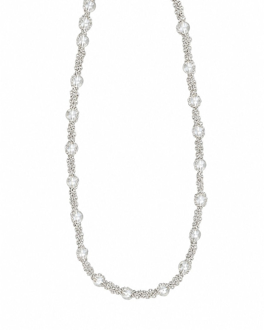 Silver Clear Crystal Chain Necklace