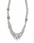 Silver Green Stone Pearl Necklace on a white background