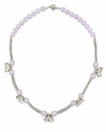 Silver Lavender Bead Flower Necklace on a white background
