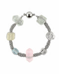 Silver Pastel Crystal Chain Bracelet on a white background