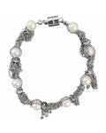 Silver Pearl Chain Bracelet on a white background