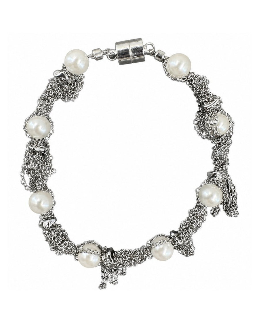 Silver Pearl Chain Bracelet