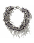 Silver Purple Crystal Fringe Bracelet on a white background