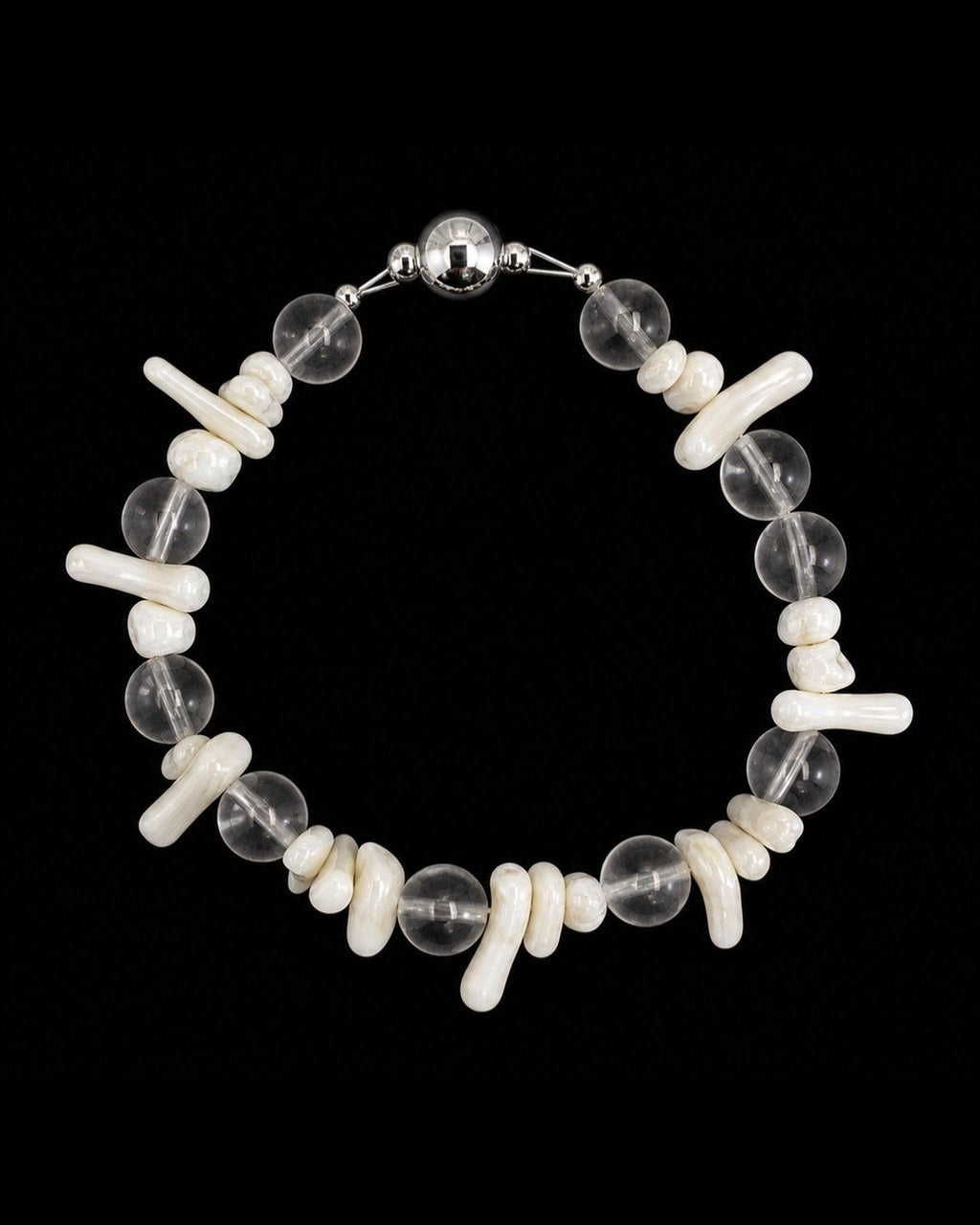 Smoky Quartz Shell Bracelet on a black background