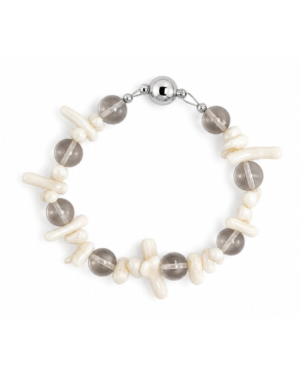 Smoky Quartz Shell Bracelet on a white background