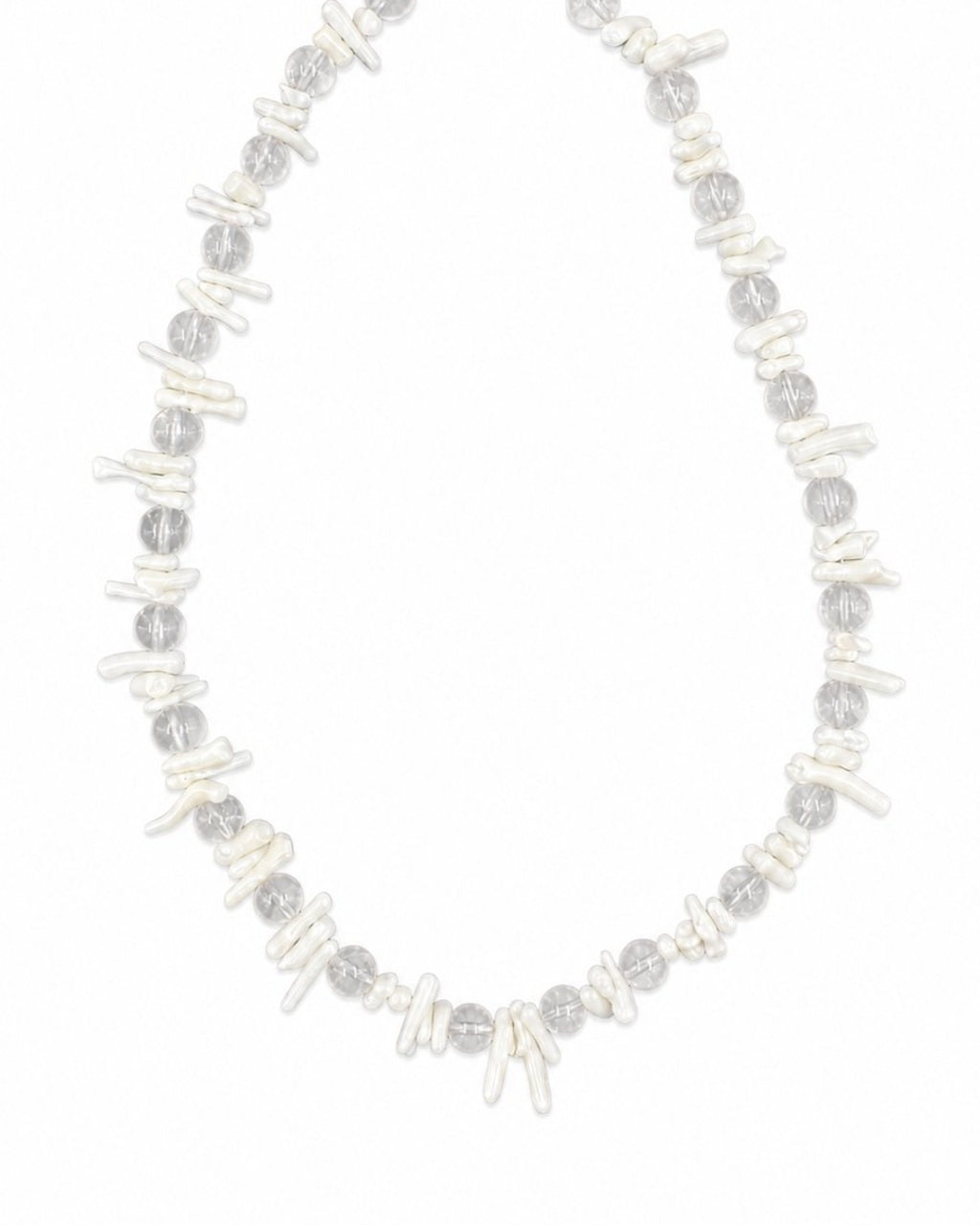 White Shell Crystal Necklace on a white background