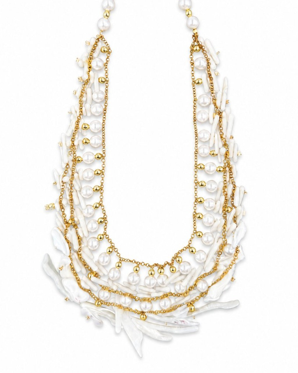 White Shell Pearl Necklace on a white background